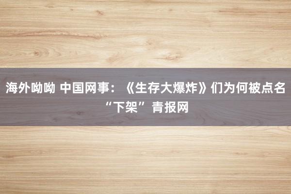 海外呦呦 中国网事：《生存大爆炸》们为何被点名“下架” 青报网