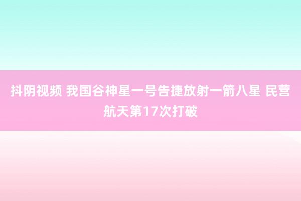 抖阴视频 我国谷神星一号告捷放射一箭八星 民营航天第17次打破