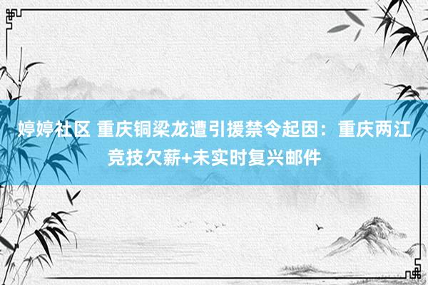 婷婷社区 重庆铜梁龙遭引援禁令起因：重庆两江竞技欠薪+未实时复兴邮件